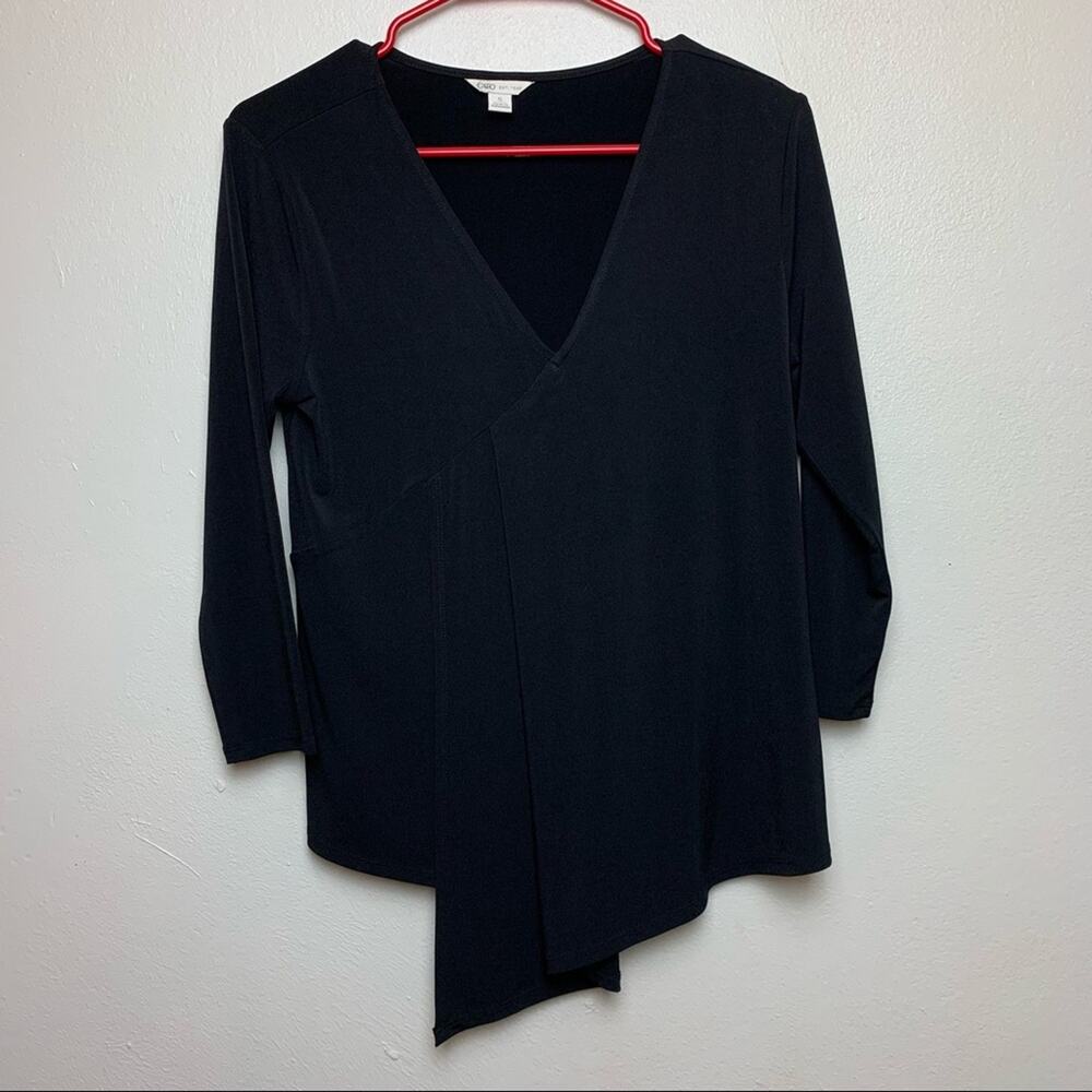 Cato Womens VNeck Black Long Sleeve Blouseef